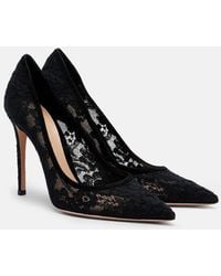 Gianvito Rossi - Claudia Suede-Trimmed Lace Pumps - Lyst