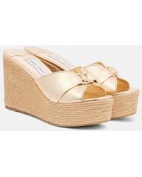 Jimmy Choo - Leda 100 Leather Platform Wedge Sandals - Lyst