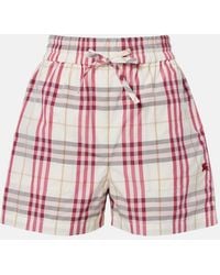 Burberry - Ekd Check Cotton Shorts - Lyst