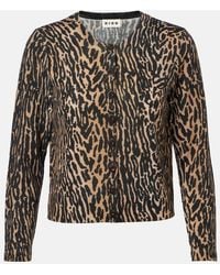 RIXO London - Peony Leopard-Print Wool Cardigan - Lyst