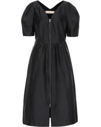 Marni Midikleid mit Seidenanteil - Schwarz