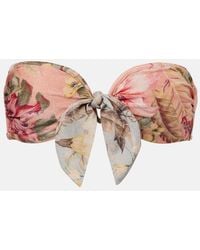Zimmermann - Coco Bow-Detail Floral Bikini Top - Lyst