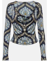 Etro - Scoop-Neck Paisley Jersey Top - Lyst