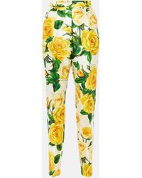 Dolce & Gabbana - Floral High-rise Silk-blend Straight Pants - Lyst
