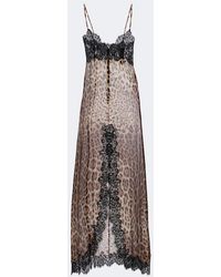 Dolce & Gabbana - Lace-Trimmed Silk-Blend Chiffon Slip Dress - Lyst