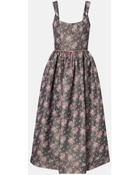 Markarian - Apple Floral Taffeta Corset Midi Dress - Lyst