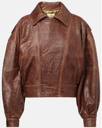 Saint Laurent - Double-Breasted Leather Bomber Jacket - Lyst