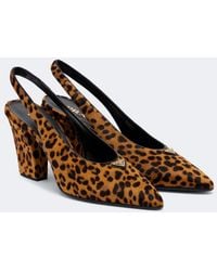 Prada - Leopard-Print Calf Hair Slingback Pumps - Lyst