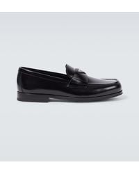 Prada - Leather Loafer With Logo - Lyst