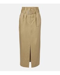 Dries Van Noten - Belted Pleated Cotton Midi Skirt - Lyst