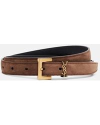 Saint Laurent - Cassandre Suede Belt - Lyst