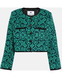Marine Serre - Jacquard Cropped Cotton Jacket - Lyst