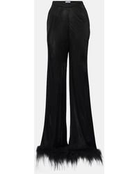 Prada - Pantalones Anchos Con Plumas - Lyst