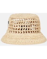 Prada - Neutral Raffia Logo Bucket Hat - Lyst