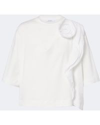 Max Mara - Floral-Applique Cotton Jersey T-Shirt - Lyst