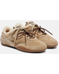 Miu Miu - Gymnasium Shearling-Lined Suede Sneakers - Lyst