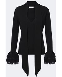 Nina Ricci - Lace-Trimmed Wool-Blend Top - Lyst