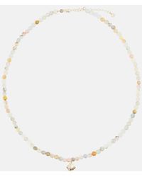 Sydney Evan - Clam Shell Small 14kt Gold Necklace With Diamonds And Morganite - Lyst