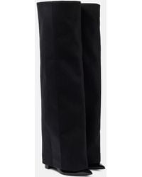 Sacai - Leather-Trimmed Melton Knee-High Boots - Lyst