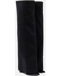 Sacai - Leather-Trimmed Melton Knee-High Boots - Lyst
