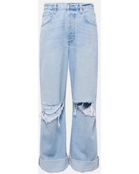 Citizens of Humanity - Ayla Distressed Mid-Rise Wide-Leg Jeans - Lyst
