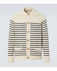 Valentino - Vlogo Signature Striped Cotton Cardigan - Lyst
