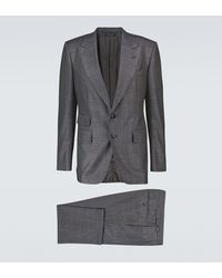 Tom Ford Wool And Silk Checked Suit - Grey
