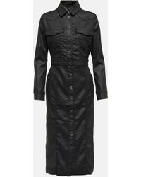 7 For All Mankind Coated Denim Midi Dress - Black