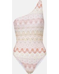 Missoni - Zigzag One-Shoulder Lame Swimsuit - Lyst
