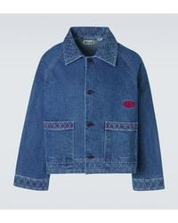 Bode - Embroidered Wool And Cotton Denim Jacket - Lyst