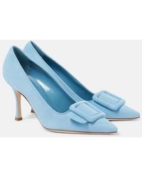 Manolo Blahnik - Maysale 90 Suede Pumps - Lyst