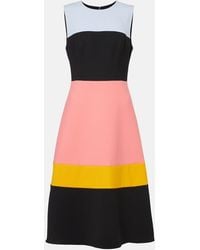 Carolina Herrera - Colorblocked Wool-Blend Midi Dress - Lyst