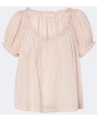 Doen - Frederica Embroidered Cotton Voile Top - Lyst