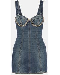 Area - Claw Embellished Denim Minidress - Lyst