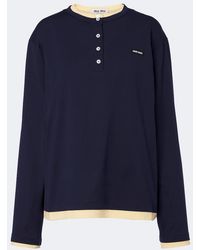 Miu Miu - Layered Cotton Jersey Henley Shirt - Lyst