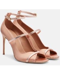 Malone Souliers - Cynthia 90 Leather-Trimmed Satin Sandals - Lyst