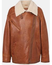 Isabel Marant - Adelina Shearling-Trimmed Leather Jacket - Lyst