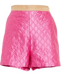 Gucci GG-embroidered Silk Duchesse Shorts - Pink