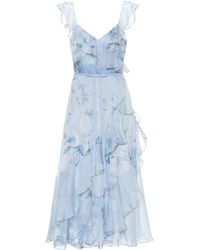 Marchesa notte Vestido de chifón floral - Azul