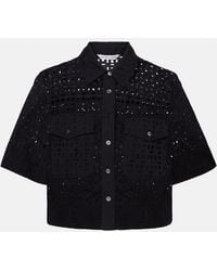 Veronica Beard - Spruce Cropped Broderie Anglaise Cotton Shirt - Lyst