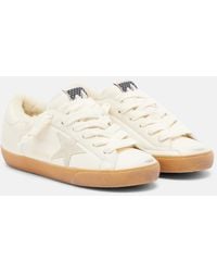 Golden Goose - Super-Star Shearling-Lined Leather Sneakers - Lyst