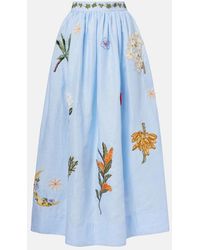 Agua Bendita - Bestickter Maxirock Tangelo Aus Leinen - Lyst