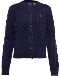 Polo Ralph Lauren Cardigan in lana e cashmere a trecce - Blu