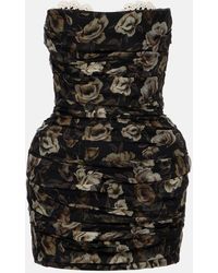 Magda Butrym - Floral Ruched Silk Minidress - Lyst