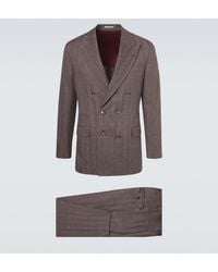 Brunello Cucinelli - Herringbone Linen And Wool Suit - Lyst