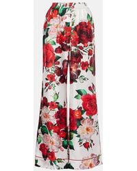 Dolce & Gabbana - Silk Floral Print Pyjama Trousers - Lyst
