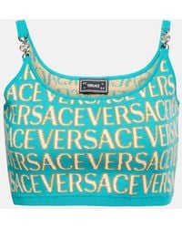 Versace - Allover Cropped-Top aus Strick - Lyst