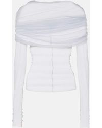 Christopher Esber - Veiled Off-Shoulder Silk Tulle Top - Lyst