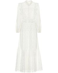 Zimmermann Abito Goldie in pizzo di cotone - Bianco