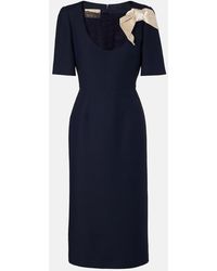 Valentino - Crepe Couture Bow-Detail Lace-Trimmed Midi Dress - Lyst